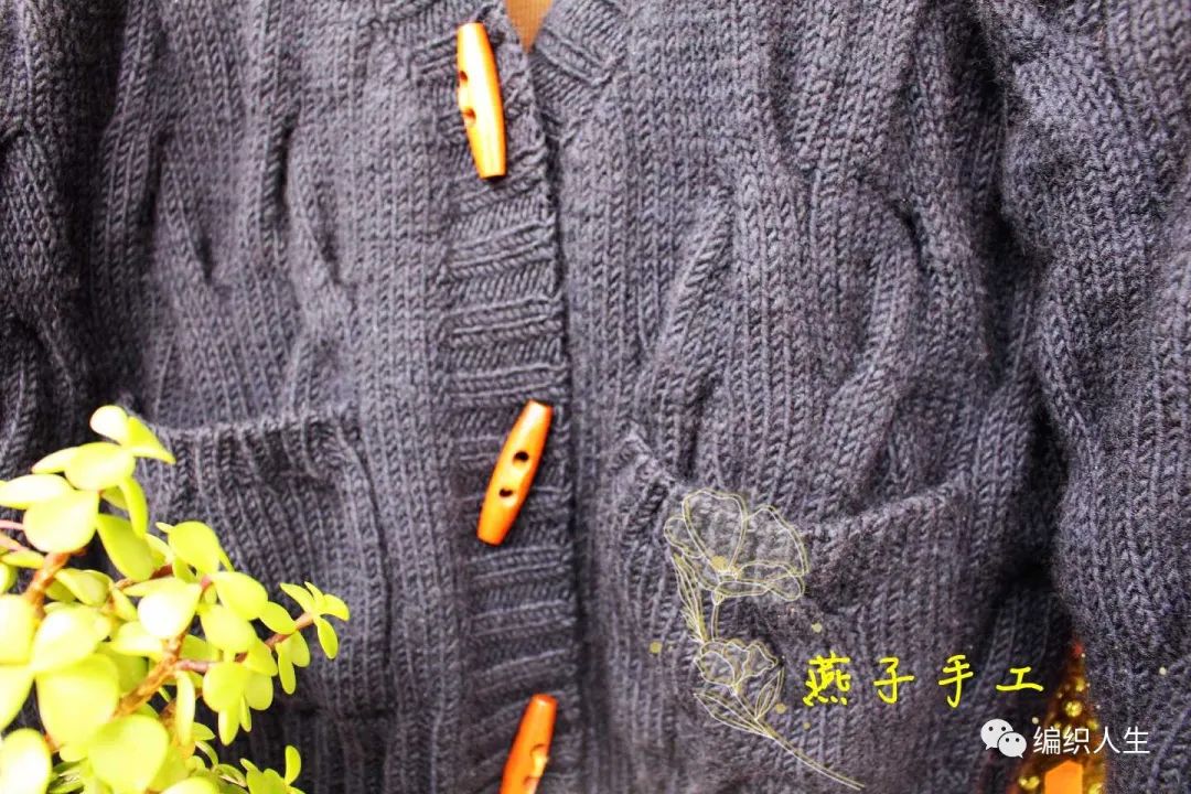 蓝浅色棒针毛衣编织图片大全,女士羊绒棒针织开衫图解