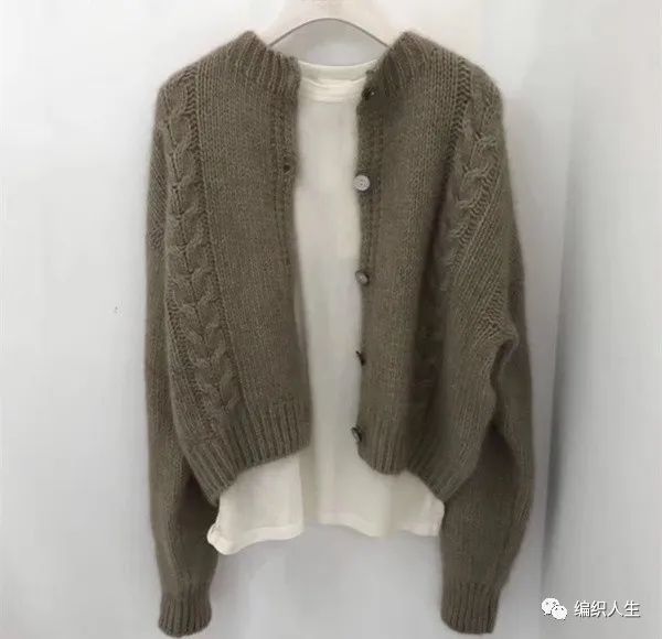 羊绒粗线棒针编织毛衣开衫长款,绿色羊毛线棒针织开衫中长款图解