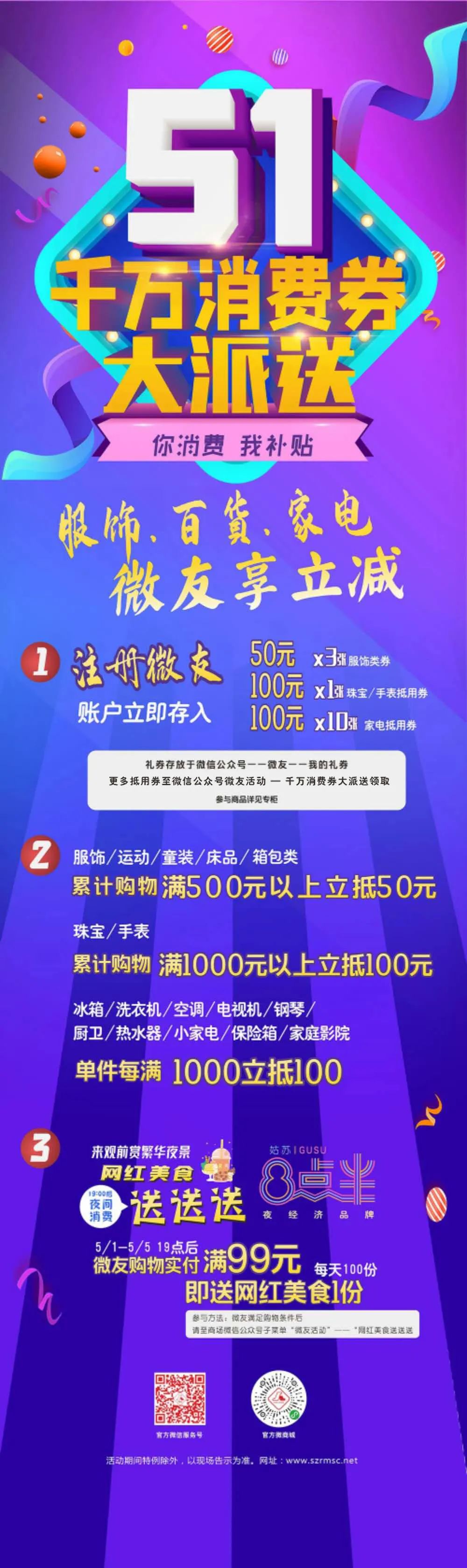 5.1千万消费券大派送，你消费我补贴！姑苏八点半，潮流集市带你飞