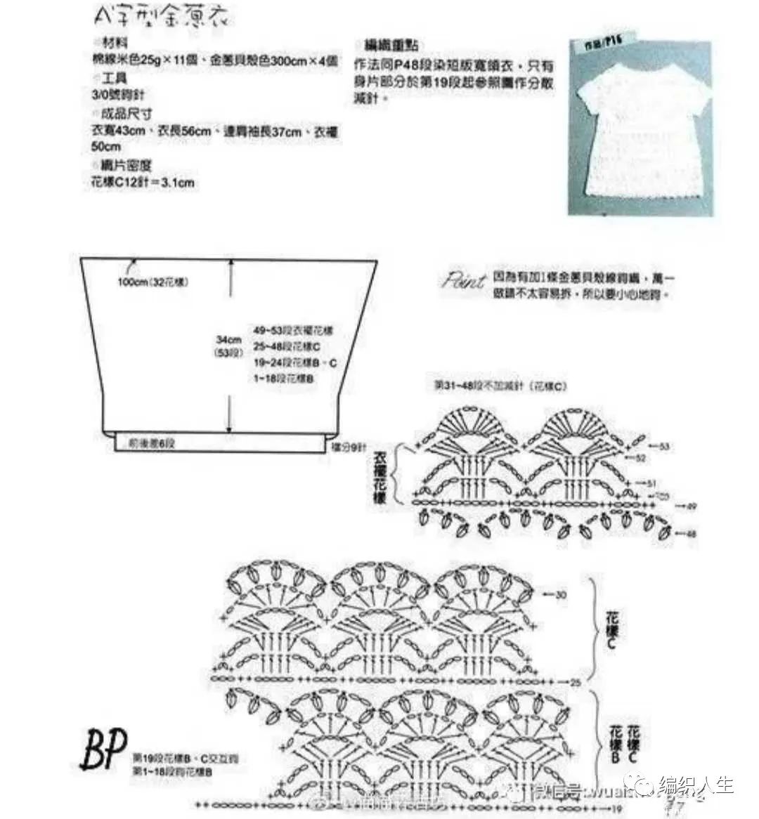 水滴领葱衣领子钩织图解,葱衣开衫图解和教程超详细