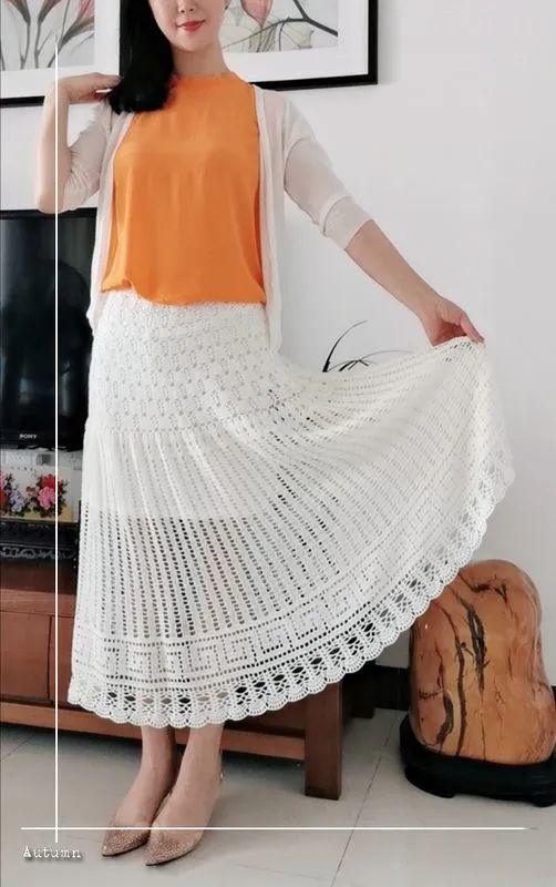 丝绒半身裙编织图解,冬款成人半身裙编织教程