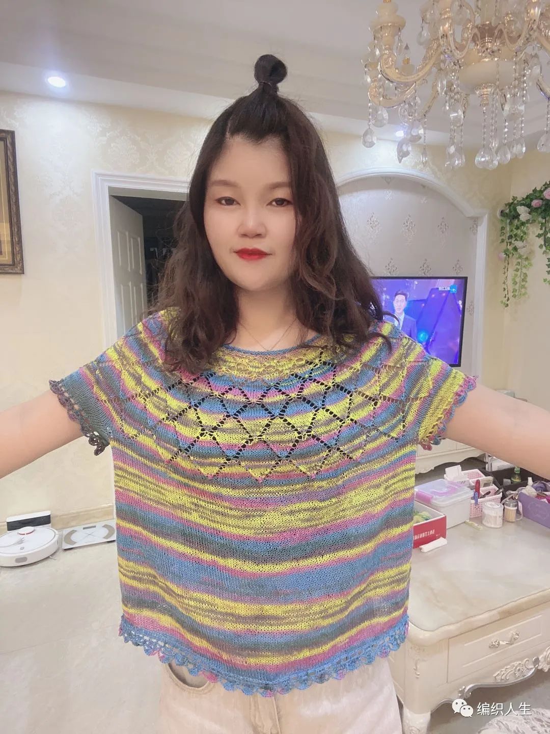 钩针编织星光花样,星光形棒针花样图解