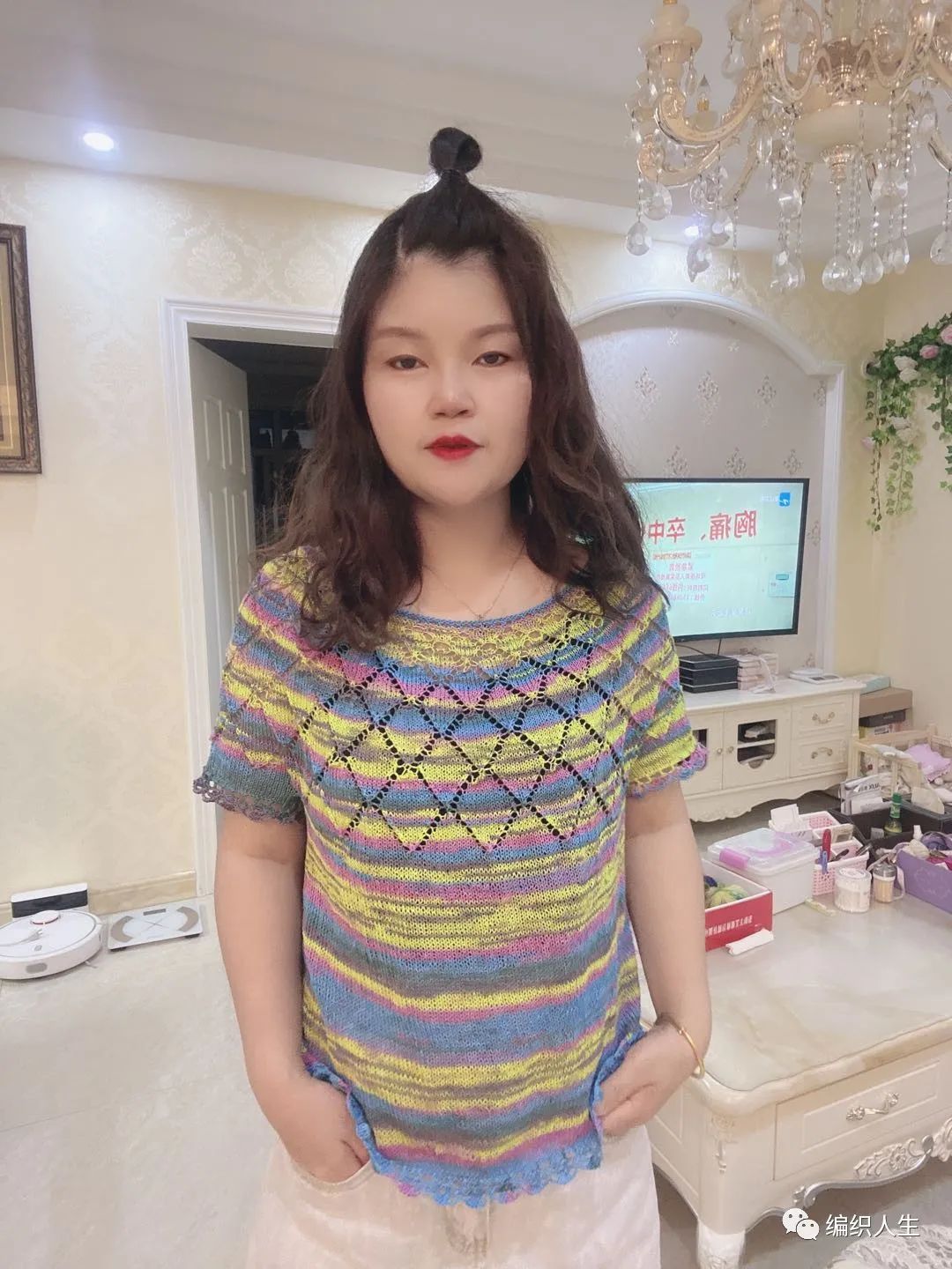 钩针编织星光花样,星光形棒针花样图解