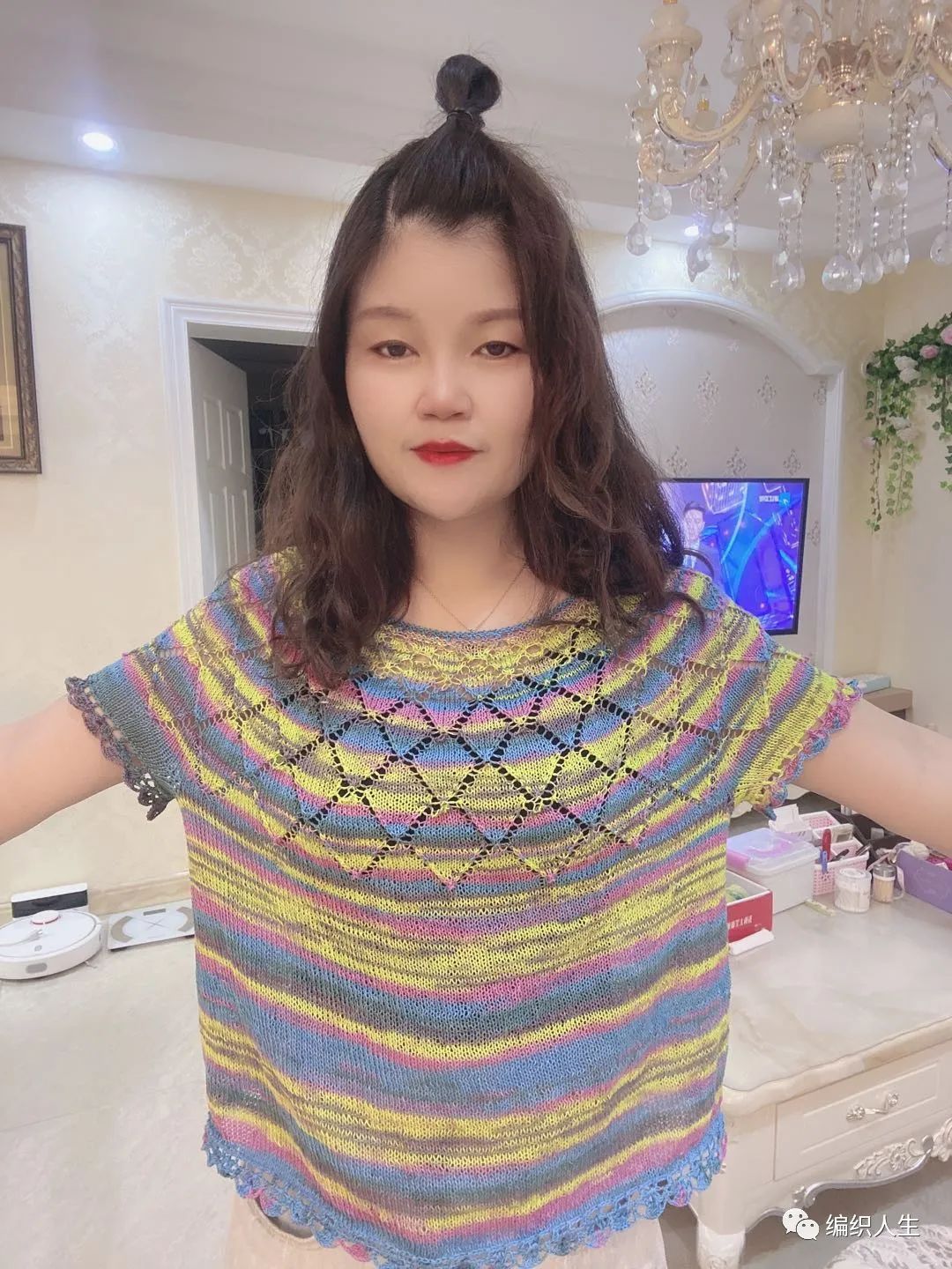 钩针编织星光花样,星光形棒针花样图解