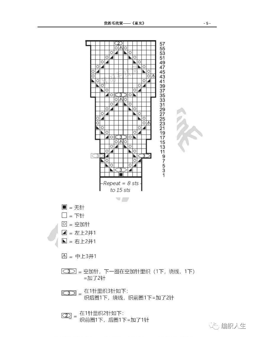 钩针编织星光花样,星光形棒针花样图解