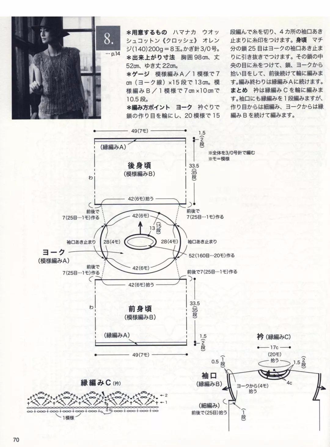 美得不可方物！从上往下女士钩针长段染菠萝衫（附图解）