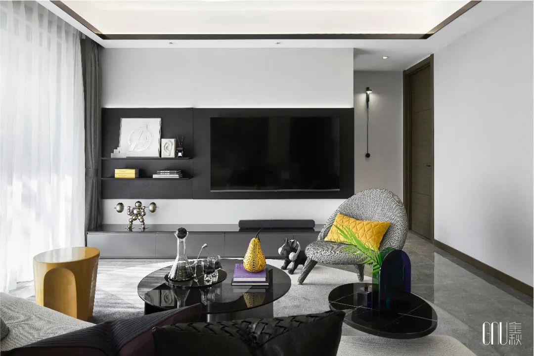 99平方现代轻奢样板房,金秋装修风格图片