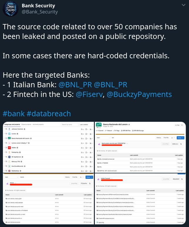 科技公司源代码被泄露,50多家源代码泄露