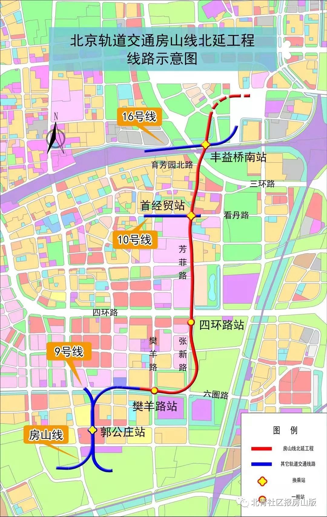 房山线北延樊羊路站图,房山线北延代替丽金线