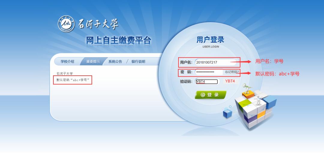 石河子大学2020年学生缴费操作指南