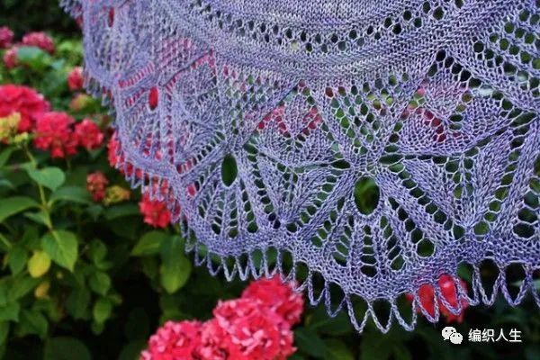 女式叶子花毛线披肩织法,花语大披肩图解