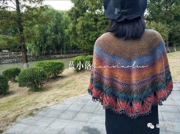 女式叶子花毛线披肩织法,花语大披肩图解