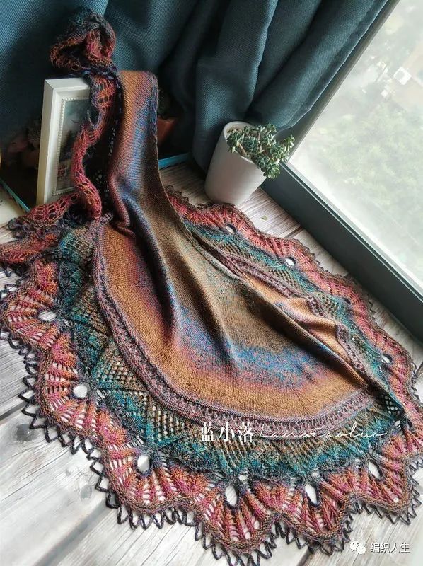 女式叶子花毛线披肩织法,花语大披肩图解