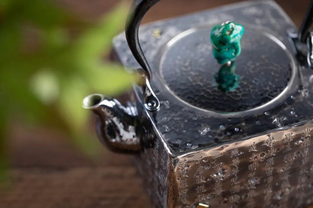 纯银嵌金荷花银壶纯手工泡茶银壶,纯银复古银壶