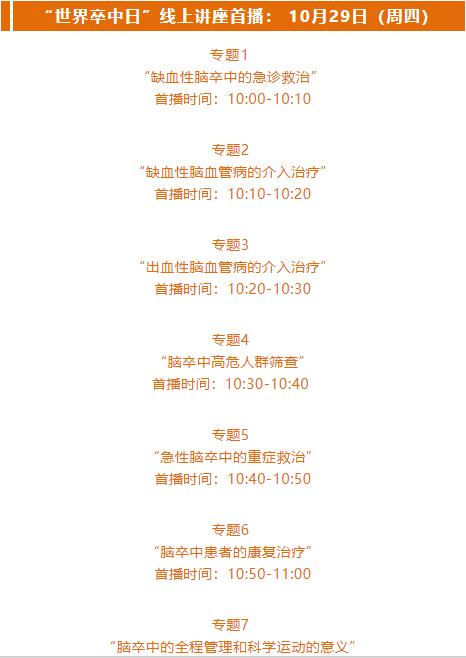 世界脑卒中日活动流程,世界卒中日警惕症状尽早识别救治