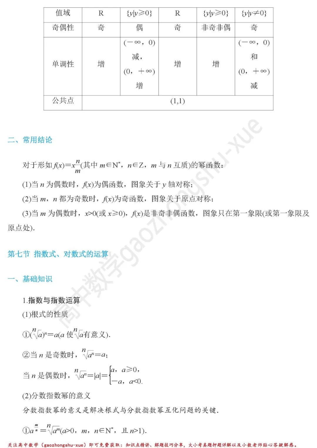 高中数学函数基础知识点整合,数学必修二幂函数知识点