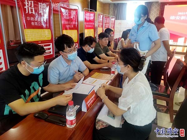 雄安新区大型人才交流会会场实况,雄安新区春风行动网络招聘会举办