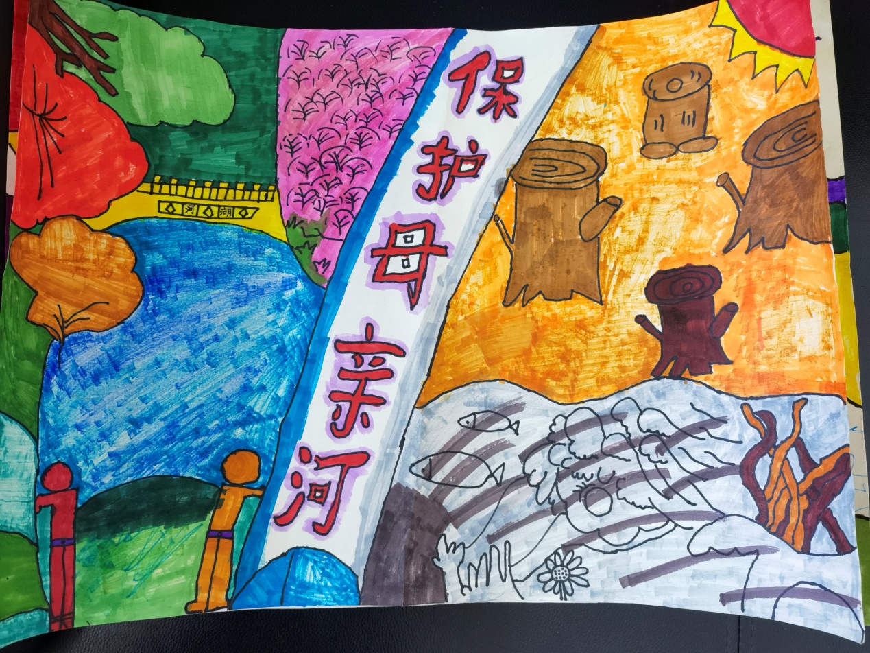 保护美丽河湖创建文明城市绘画,保护美丽河湖绘画大全五年级