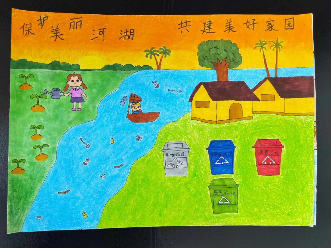 保护美丽河湖创建文明城市绘画,保护美丽河湖绘画大全五年级