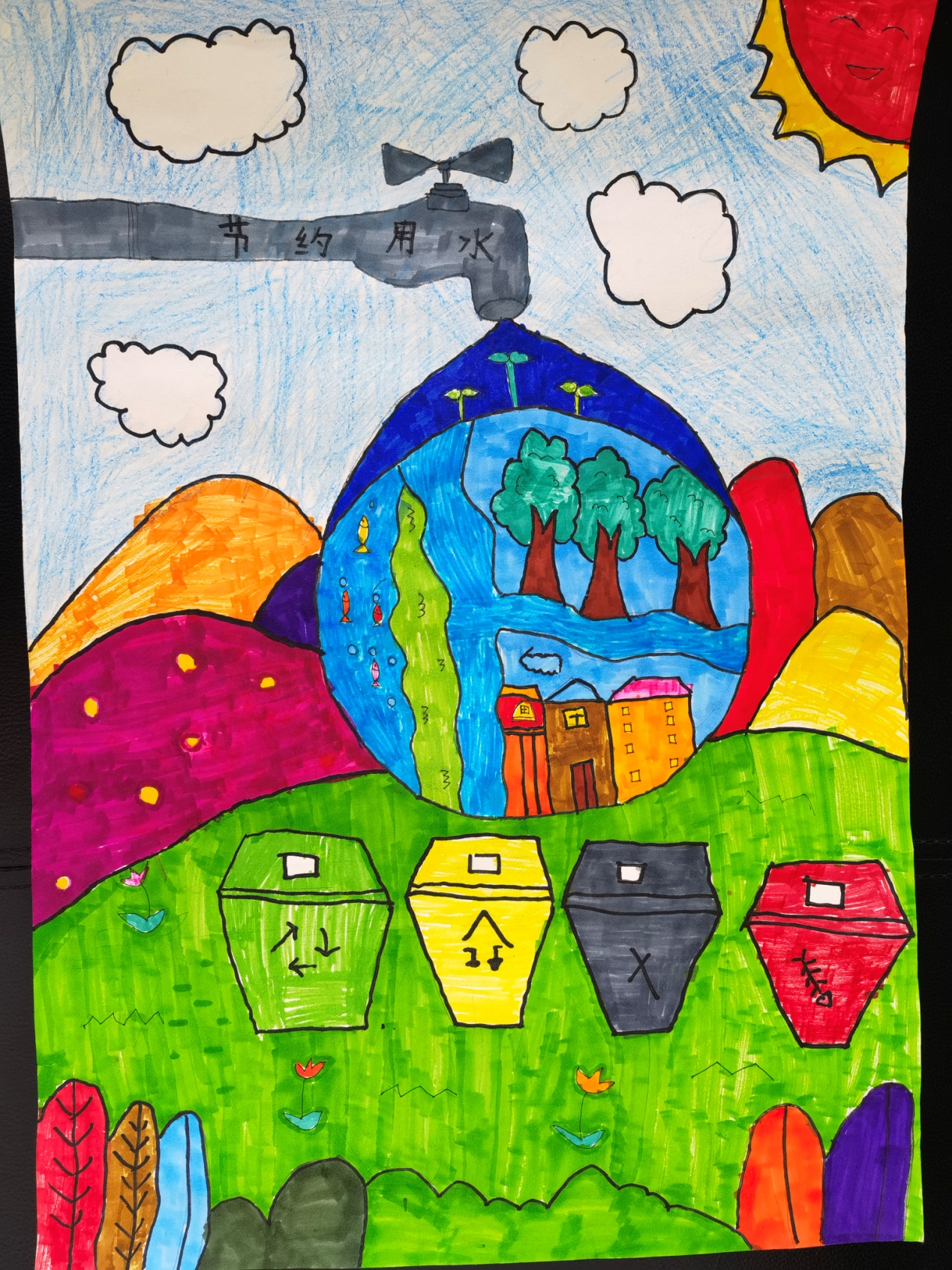 保护美丽河湖创建文明城市绘画,保护美丽河湖绘画大全五年级