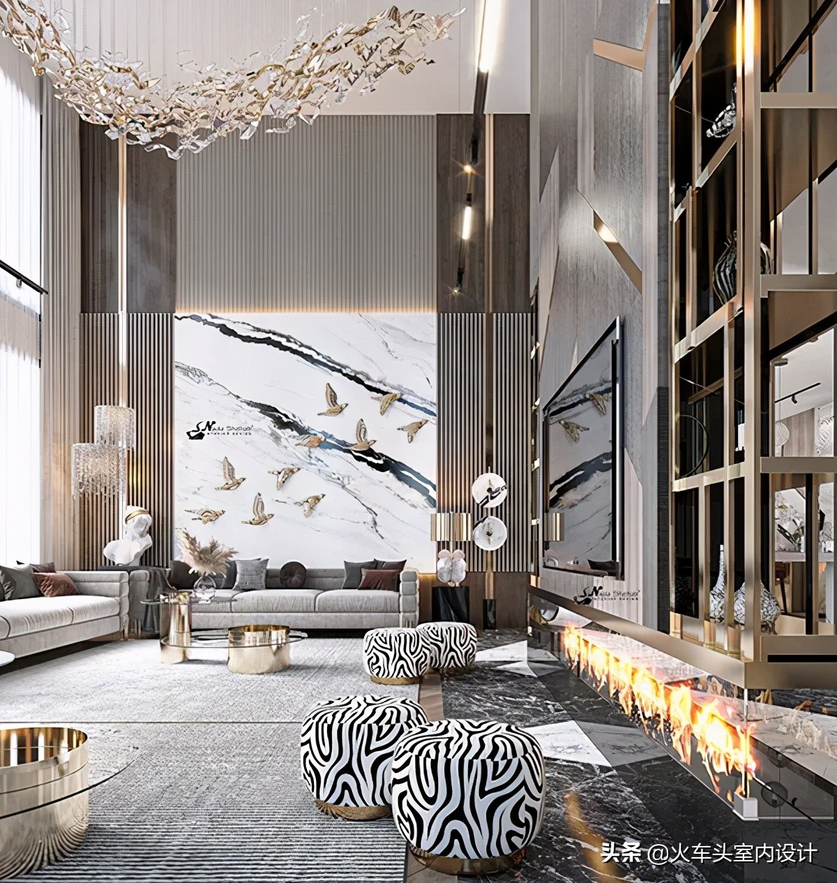 80款挑空客厅设计,大宅就该有这气势