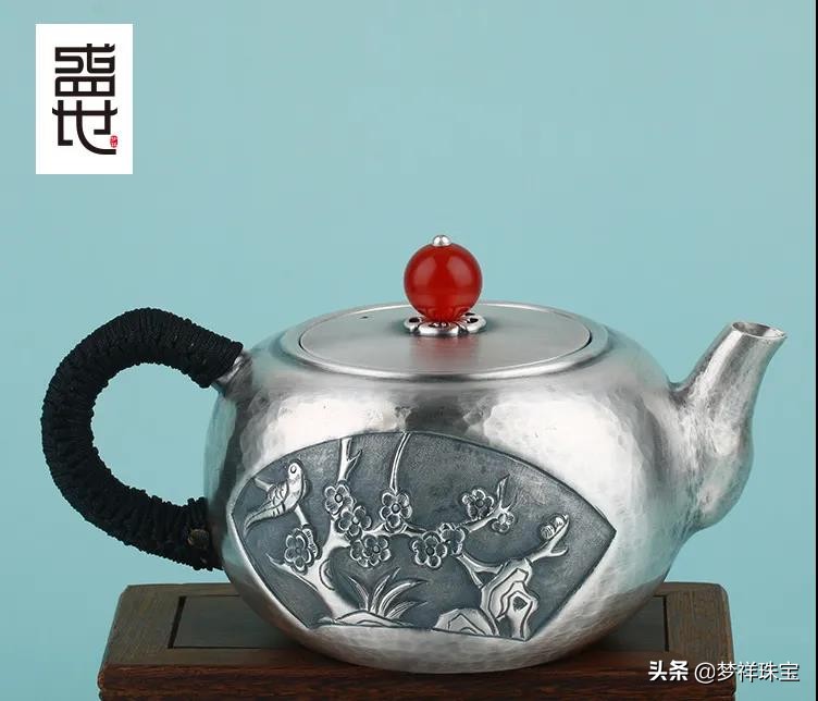 梦祥盛世银酒壶,纯手工高浮雕银壶