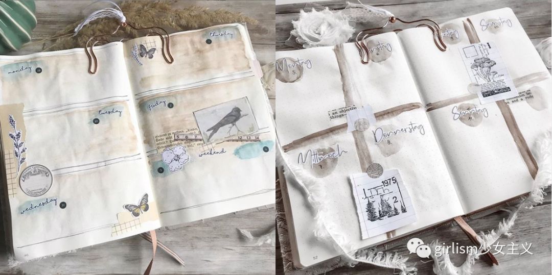 少女色系手帐素材,少女风格简单手帐教程用贴纸