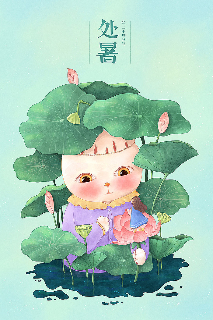 小清新唯美猫咪插画壁纸,猫咪卡通形象插画图片