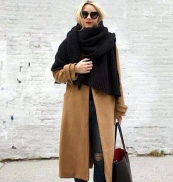 街拍围巾的摆法,街拍长围巾搭法
