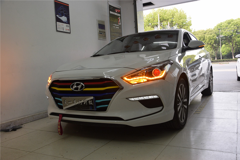 现代名图改led近光灯多少钱,现代名图改灯效果图