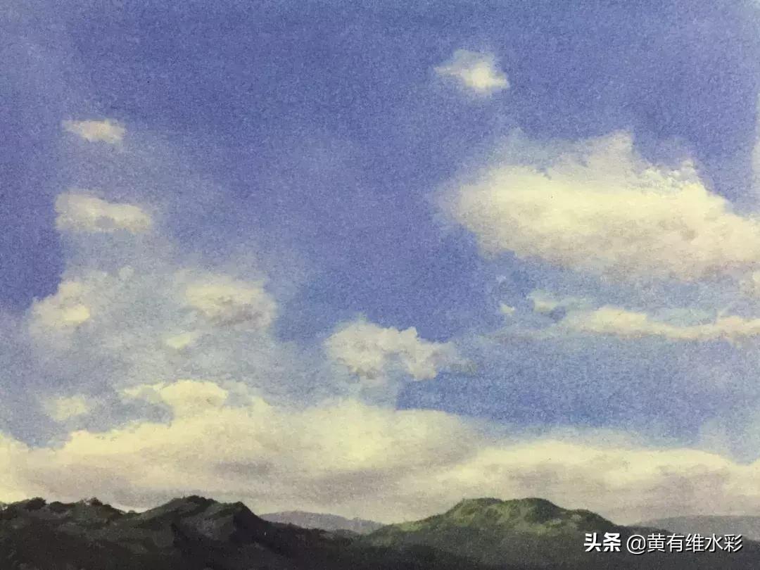 水彩画山风景入门,远山画法入门教程