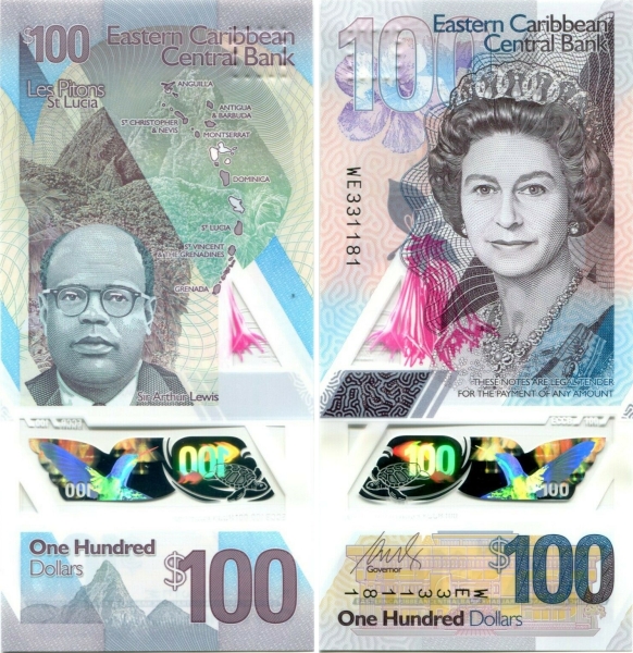 东加勒比央行40周年塑料钞,东加勒比银行50周年塑料钞