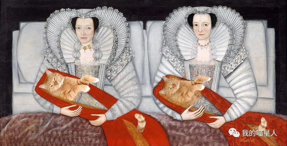 胖橘猫画作,一位画家把自己的猫画成卡通人物