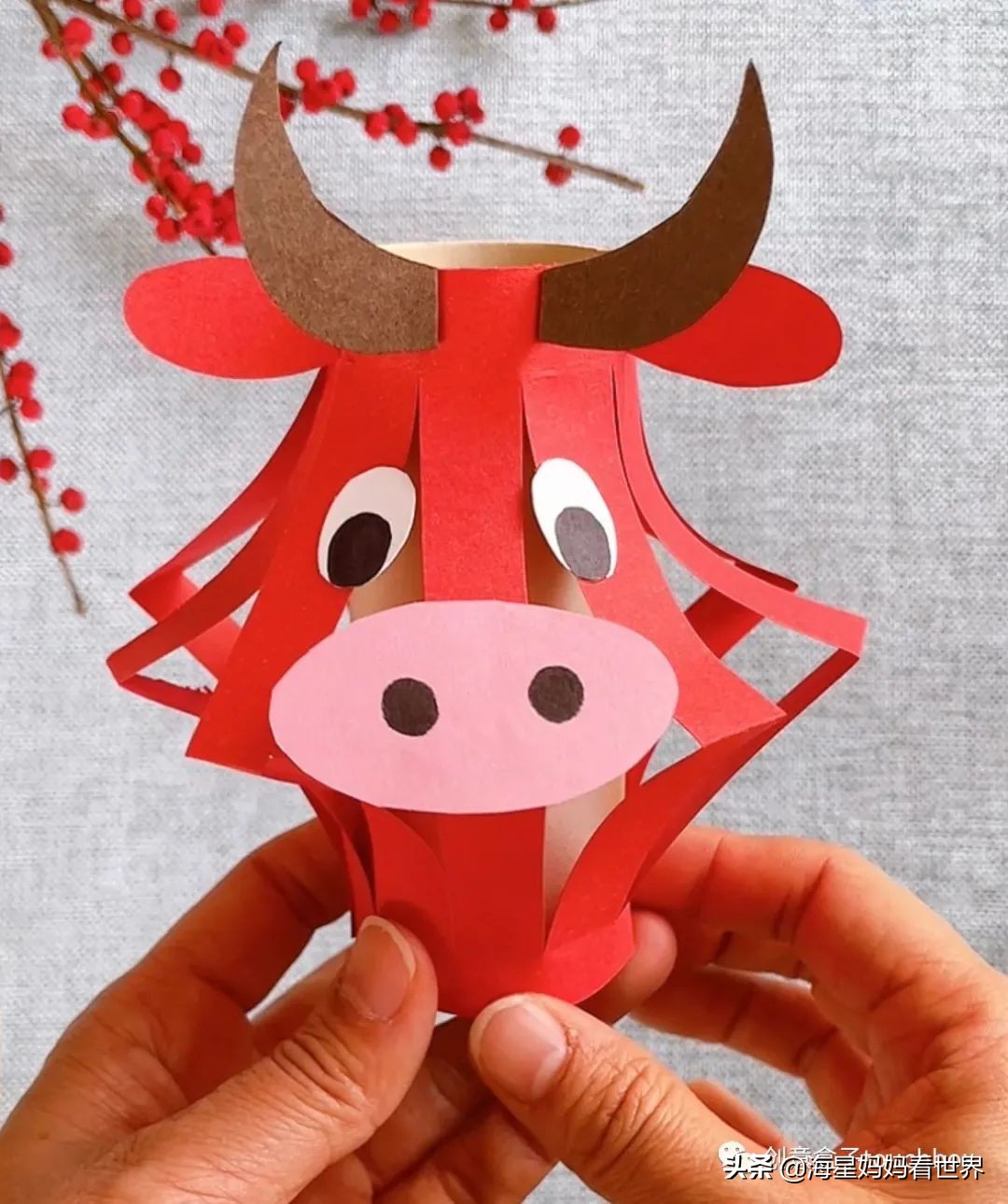 春节到，超可爱的牛卡片、牛灯笼、纸筒牛开心玩起来