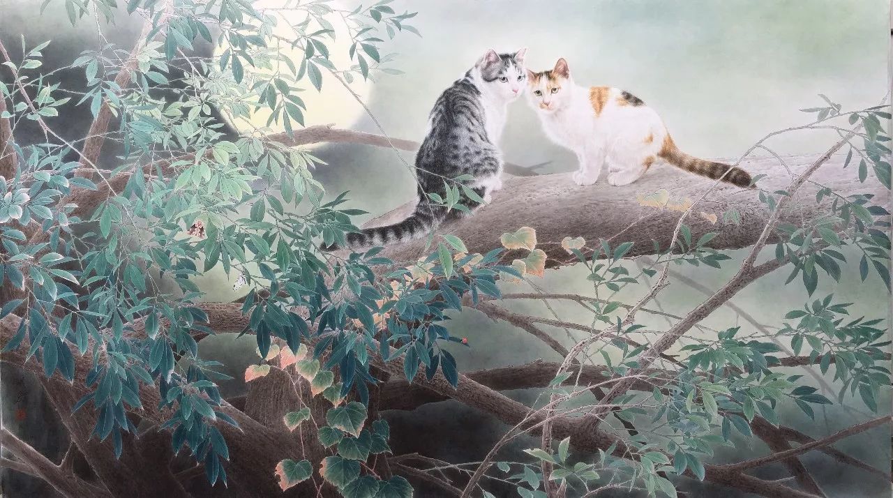 邢诚爱工笔猫画法,邢诚爱工笔画猫兔子高清大图