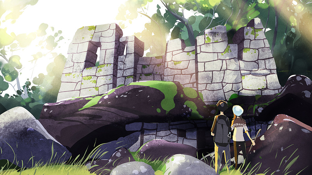 两个人的旅行,两个人的插画