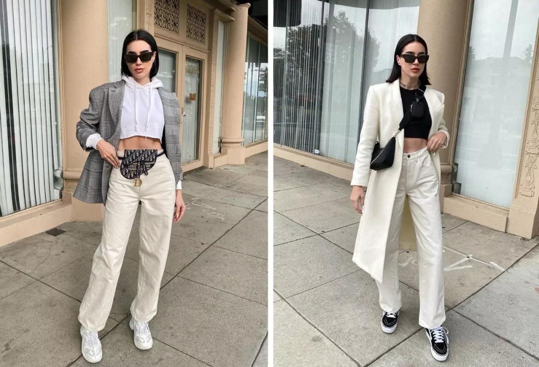 秋冬长款牛仔阔腿裤搭什么鞋好看,显瘦穿搭今年非常火的阔腿裤