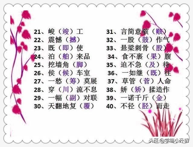 小升初总复习字词专项训练大全,小升初高频易错字归纳大全