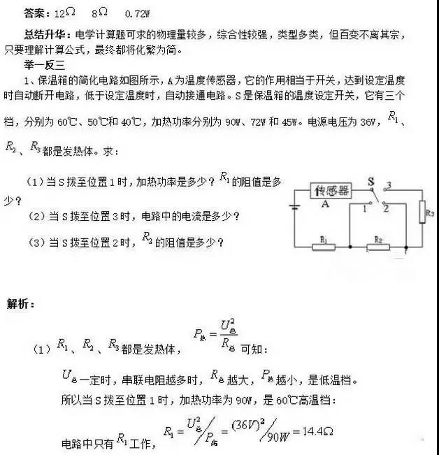 电功率计算的复习宝典,有方法、例题和解析,想考高分的看过来!