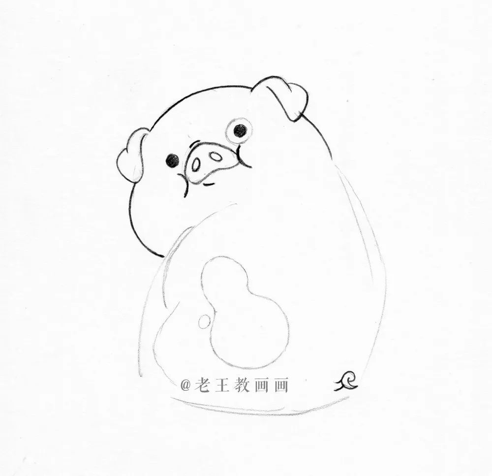 动物简笔画可爱卡通呆萌小猪,教人画简单的小猪