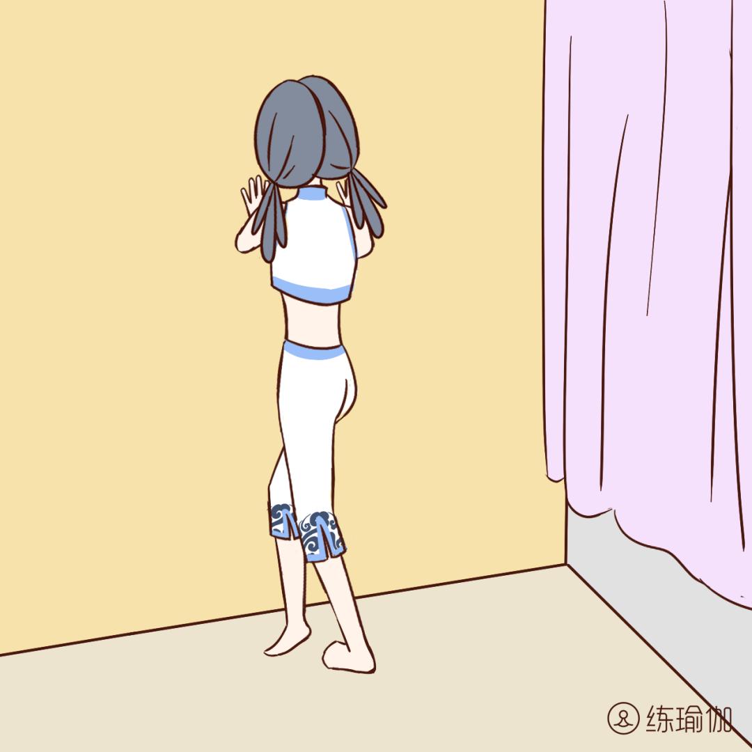 爬墙瘦肚子瘦腰最快的动作,扶墙跳跃转圈教学