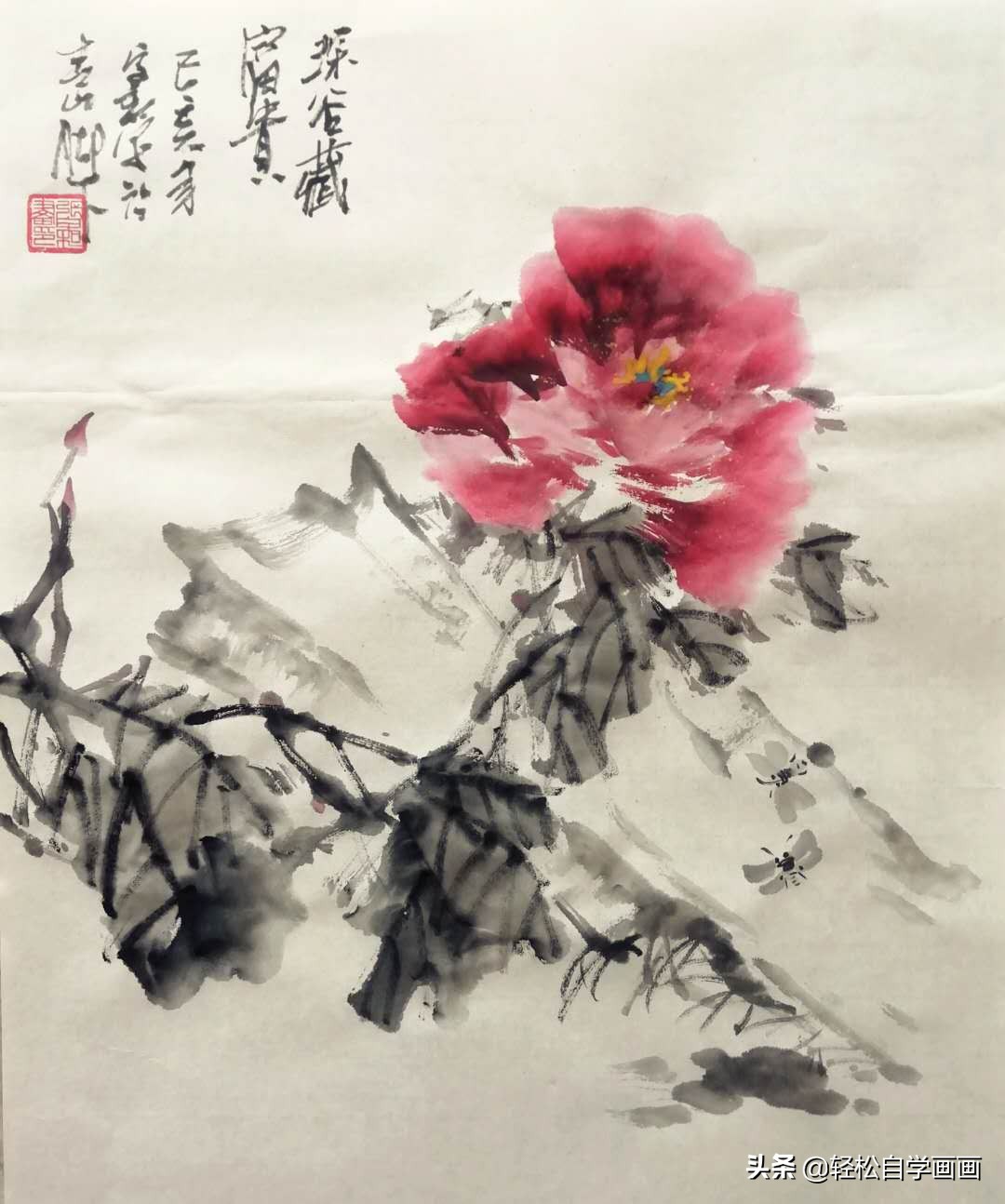 画牡丹如何加色能出层次,画牡丹调色运笔