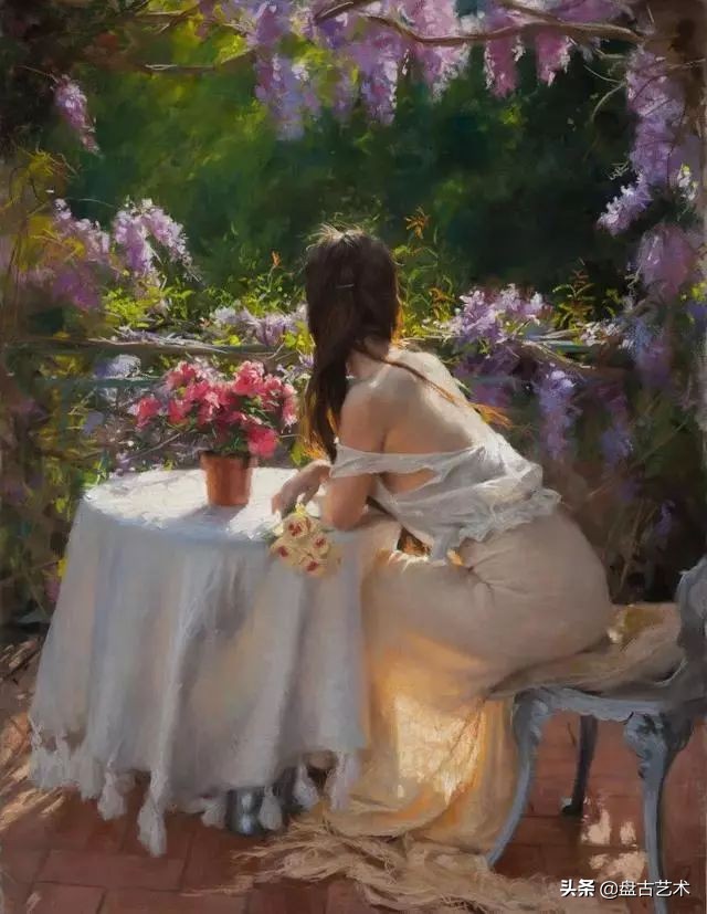 西班牙画家画美女的炉火纯青技法——盘古艺术油画