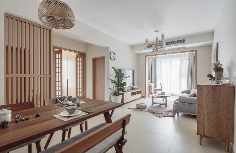 88平原木风格装修效果图,日式简约原木风院子