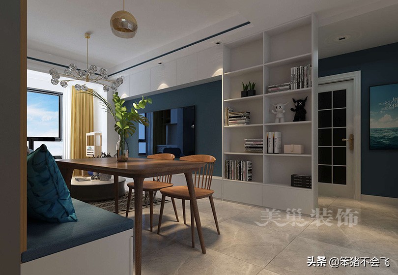 郑州康桥朗城89㎡小三房,时尚的电视墙点亮整个空间