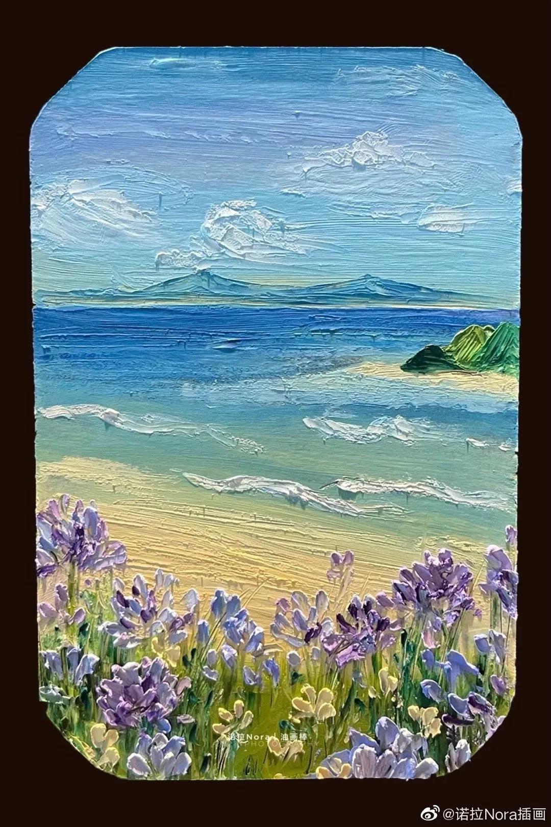 油画棒寓意美好的花朵作品教程,油画棒作品教程4k纸