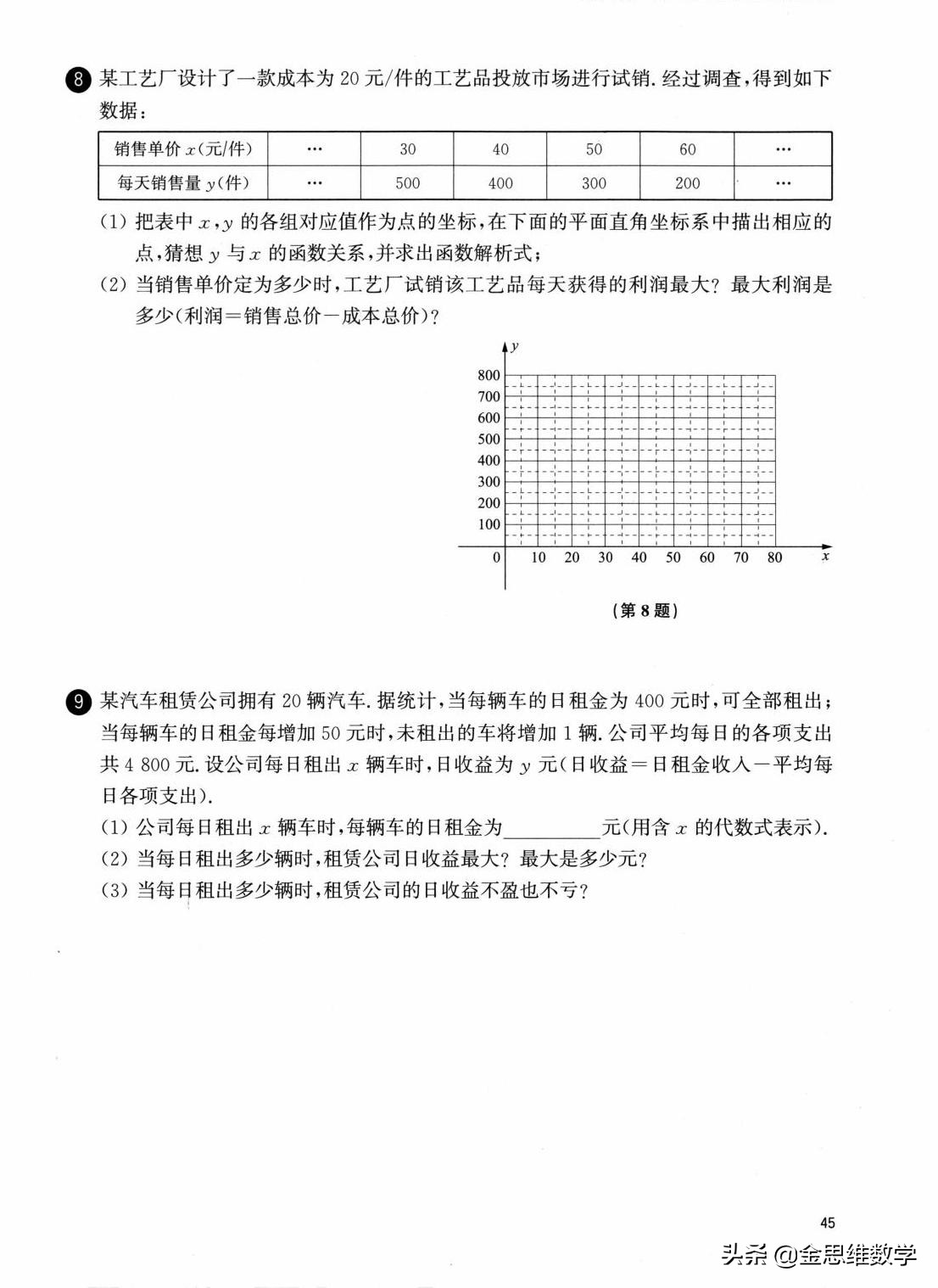 二次函数解析式的确定培优练习题,人教版九年级数学二次函数培优题
