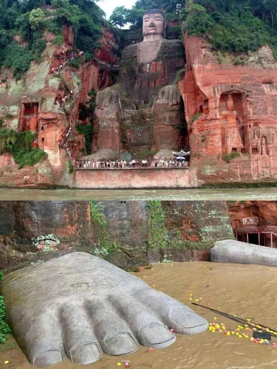 乐山大佛是因为洪水修建的吗,乐山大佛脚被水淹没奇观出现