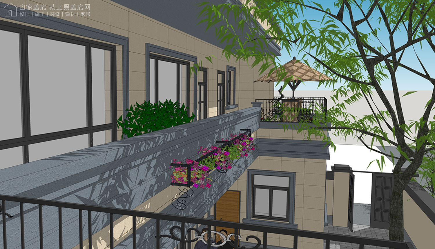 二层农村别墅带阳光房现代简约,农村二层带阳光房别墅效果图