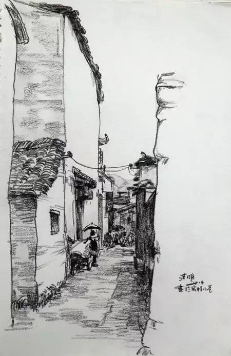 湘西凤凰古城写生速写风景,风景速写照片写生与原图